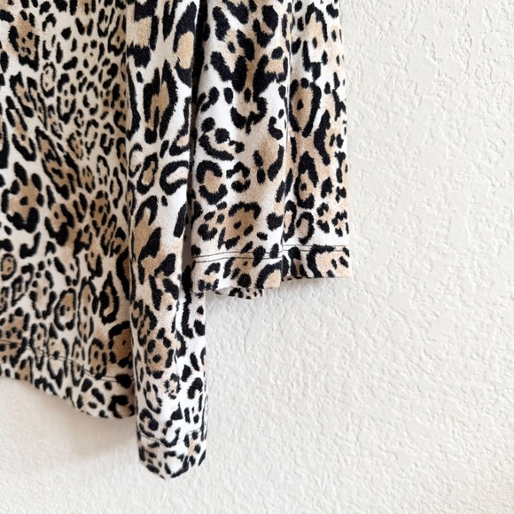 Chicos Leopard Print Tunic Top Womens Size 3 XL Brown Animal Print 3/4 Sleeve - Picture 6 of 9